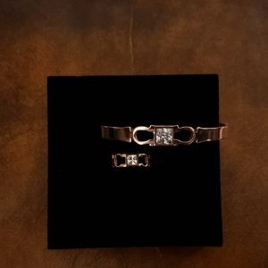 Rose Gold Bracelet and Ring Matching Set size 7